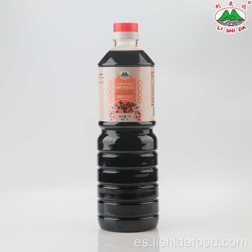 Botella de vidrio de 1000 ml Salsa de soja oscura superior